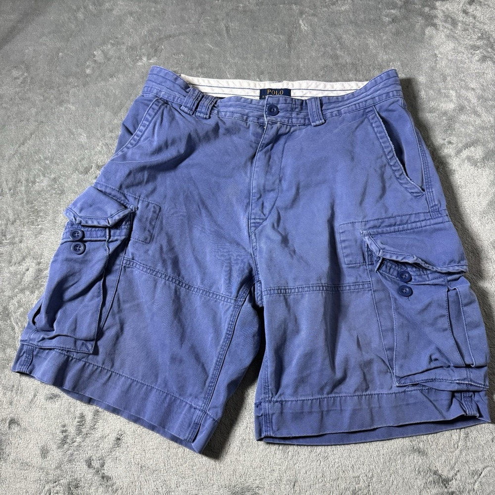 Polo Ralph Lauren Thick Heavy Cargo Chino Shorts Size 32 Military Utility Blue